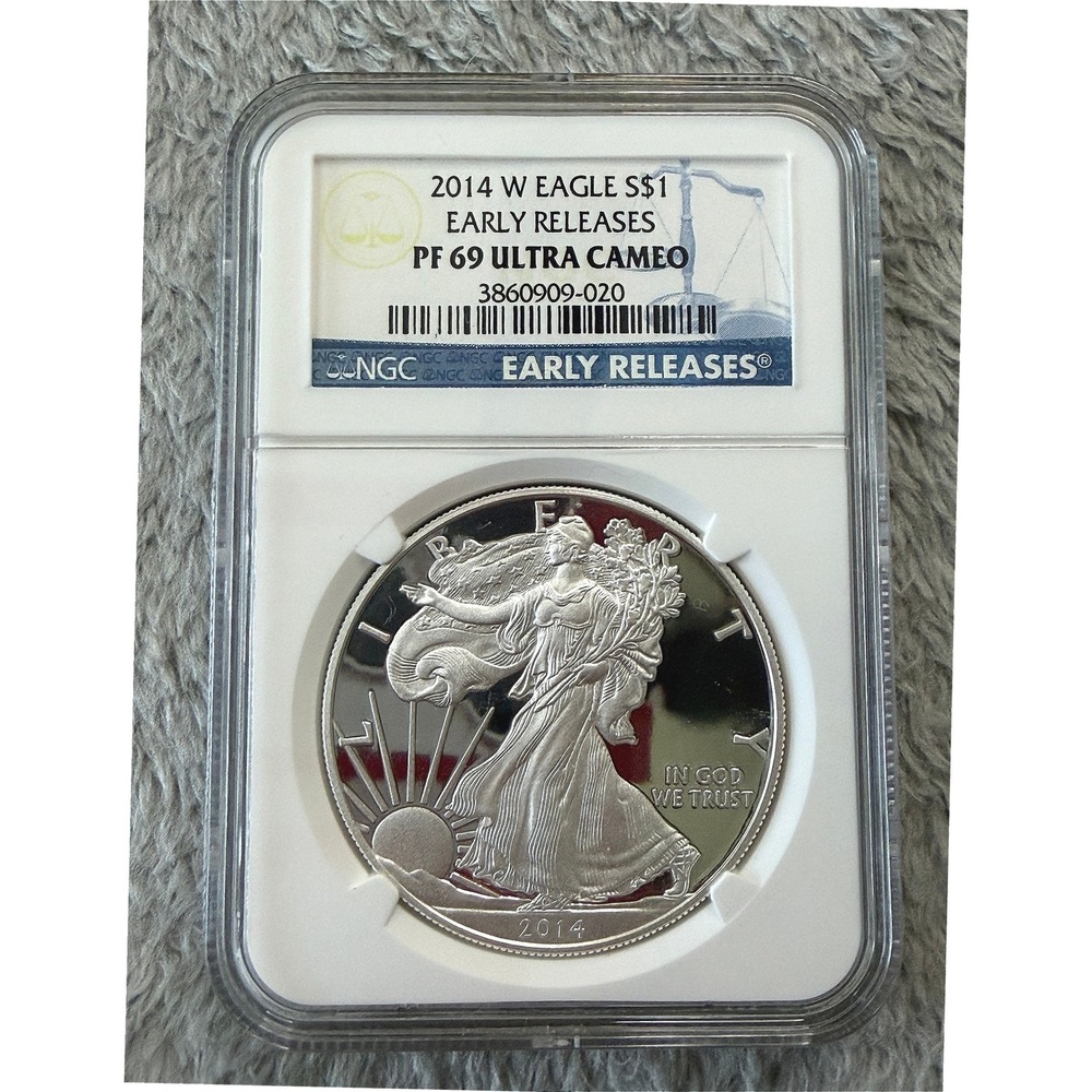 2014 W American Silver Eagle NGC PF 69 Ultra Cameo Early Releases 1oz Coin